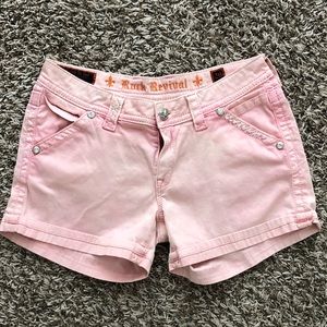 Rock Revival Pink Acid Washed Shorts Size 29
